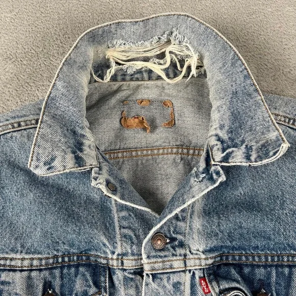 Vintage Levis 70506-0216 Denim Trucker Jacket 44R Made in the USA Distressed - Picture 5 of 13